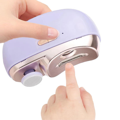 Electric Nail Clipper 2 in 1 Automatic Nail Clipper USB Rechargeable Safety Fingernail Trimmer for Newborn Infant Baby Toddler Kids Adult and Seniors (Purple)